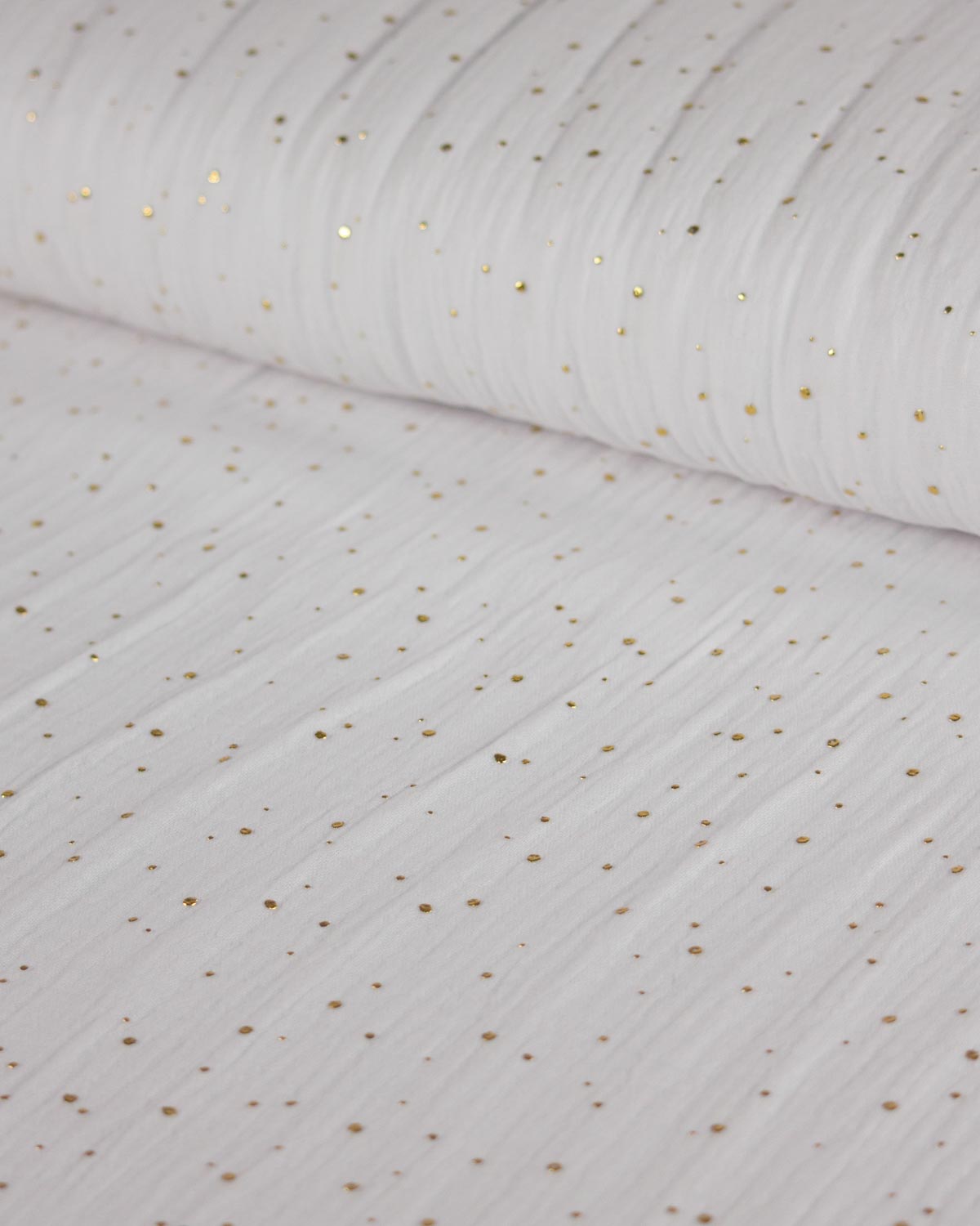 Gold Speckle Cotton Double Gauze Fabric - Snow