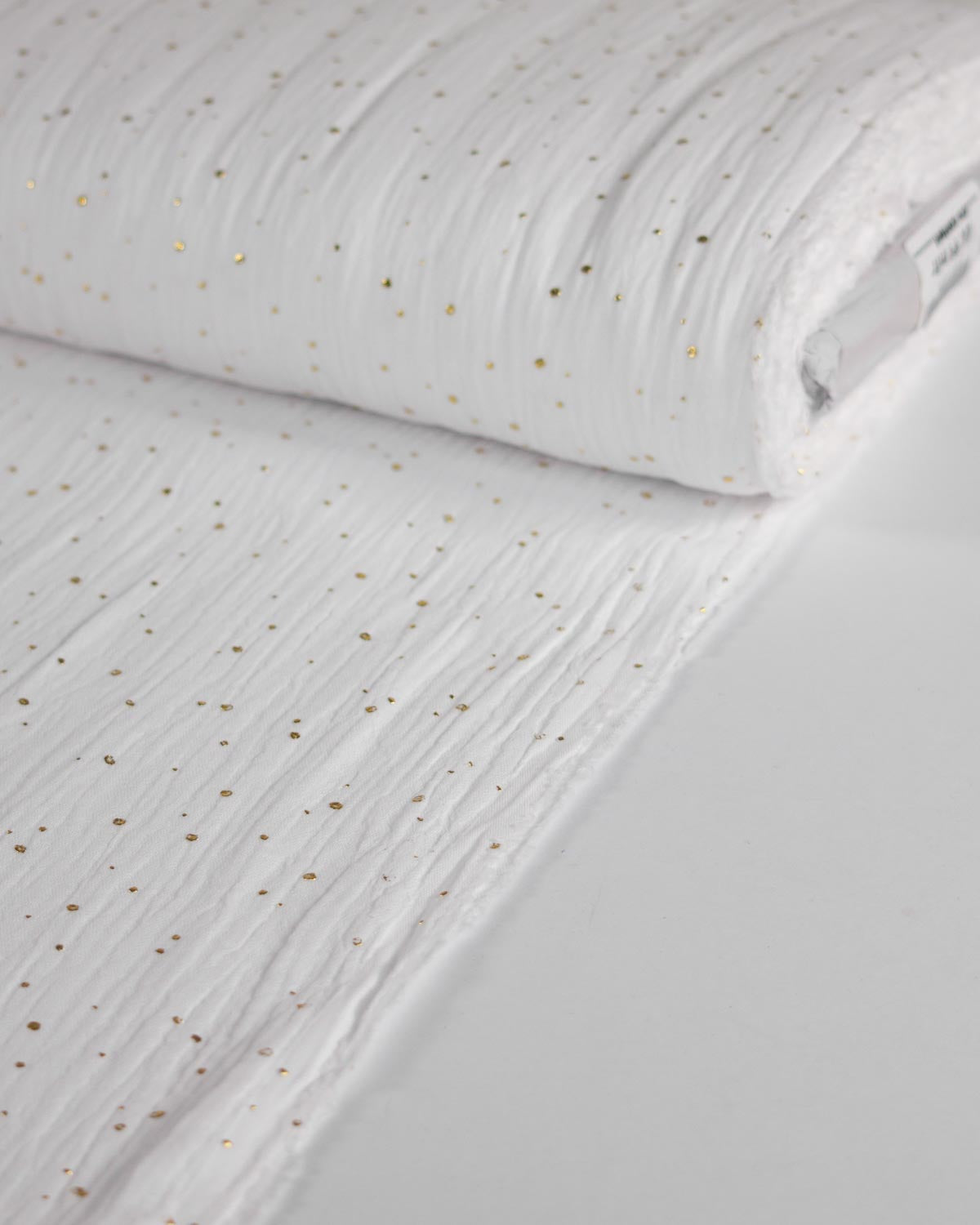 Gold Speckle Cotton Double Gauze Fabric - Snow