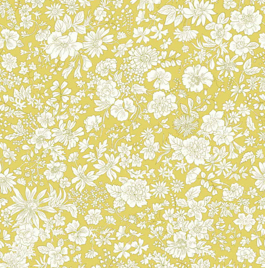 Ivory floral pattern on a lime quilting cotton