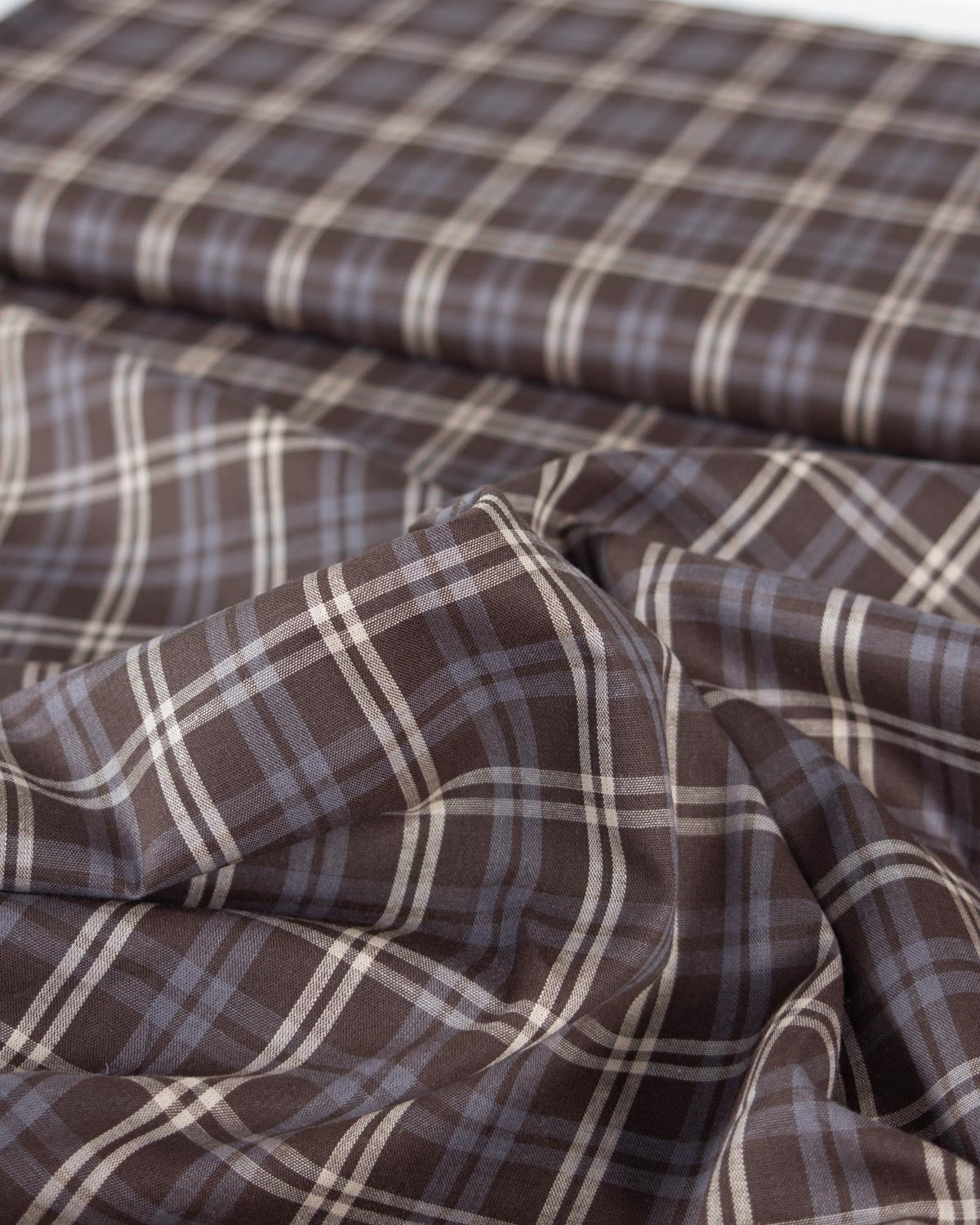 Organic Cotton Lawn Fabric - Chocolate Creek Plaid