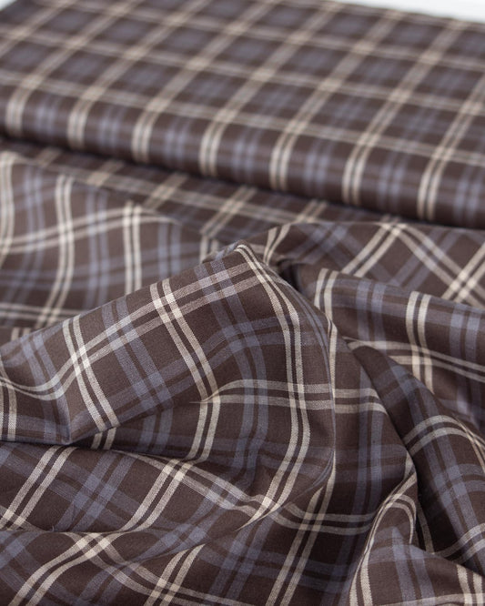 Organic Cotton Lawn Fabric - Chocolate Creek Plaid