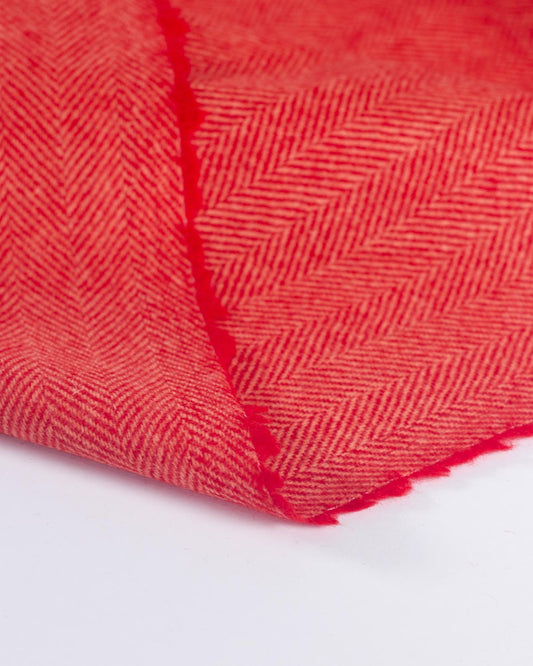 Pure Wool Herringbone Tweed Fabric - Rhubarb
