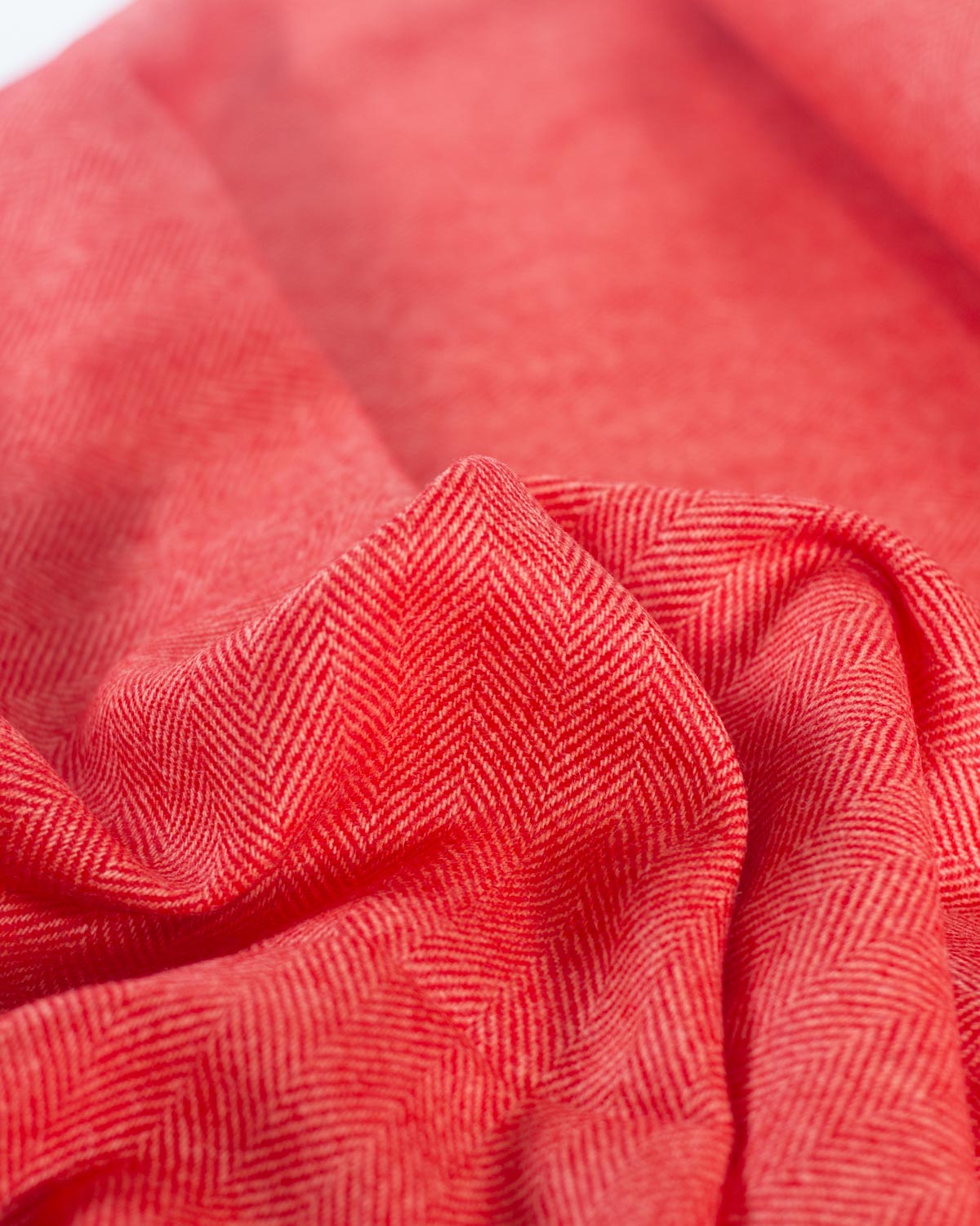 Pure Wool Herringbone Tweed Fabric - Rhubarb