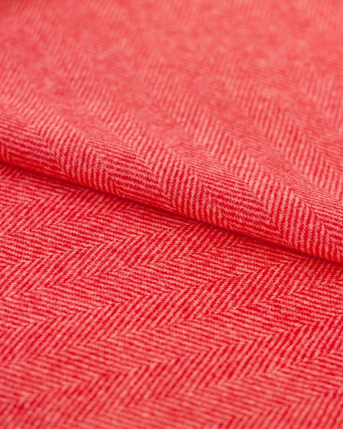 Pure Wool Herringbone Tweed Fabric - Rhubarb
