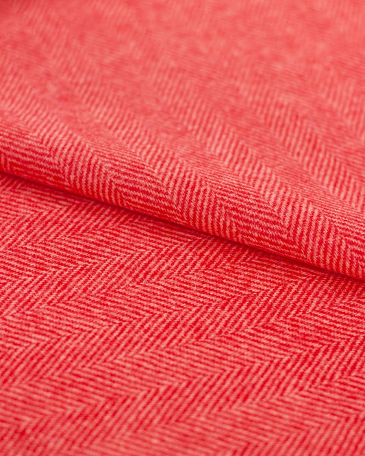 Pure Wool Herringbone Tweed Fabric - Rhubarb