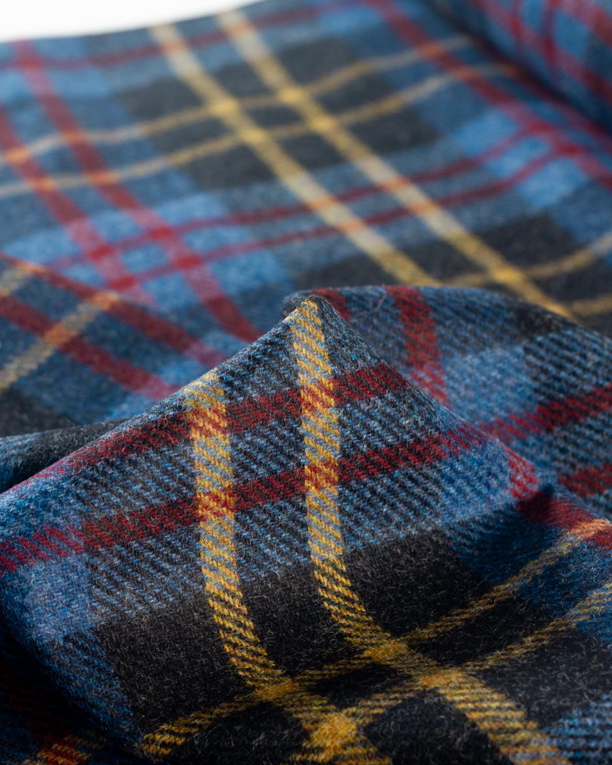 Pure Wool Tweed Fabric - Bluestone Check