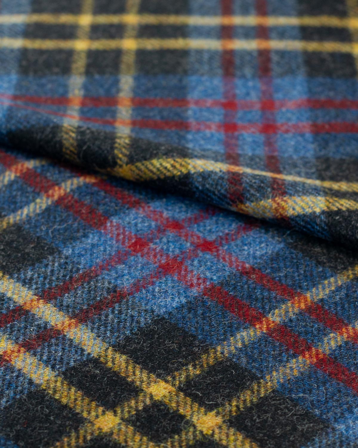 Pure Wool Tweed Fabric - Bluestone Check