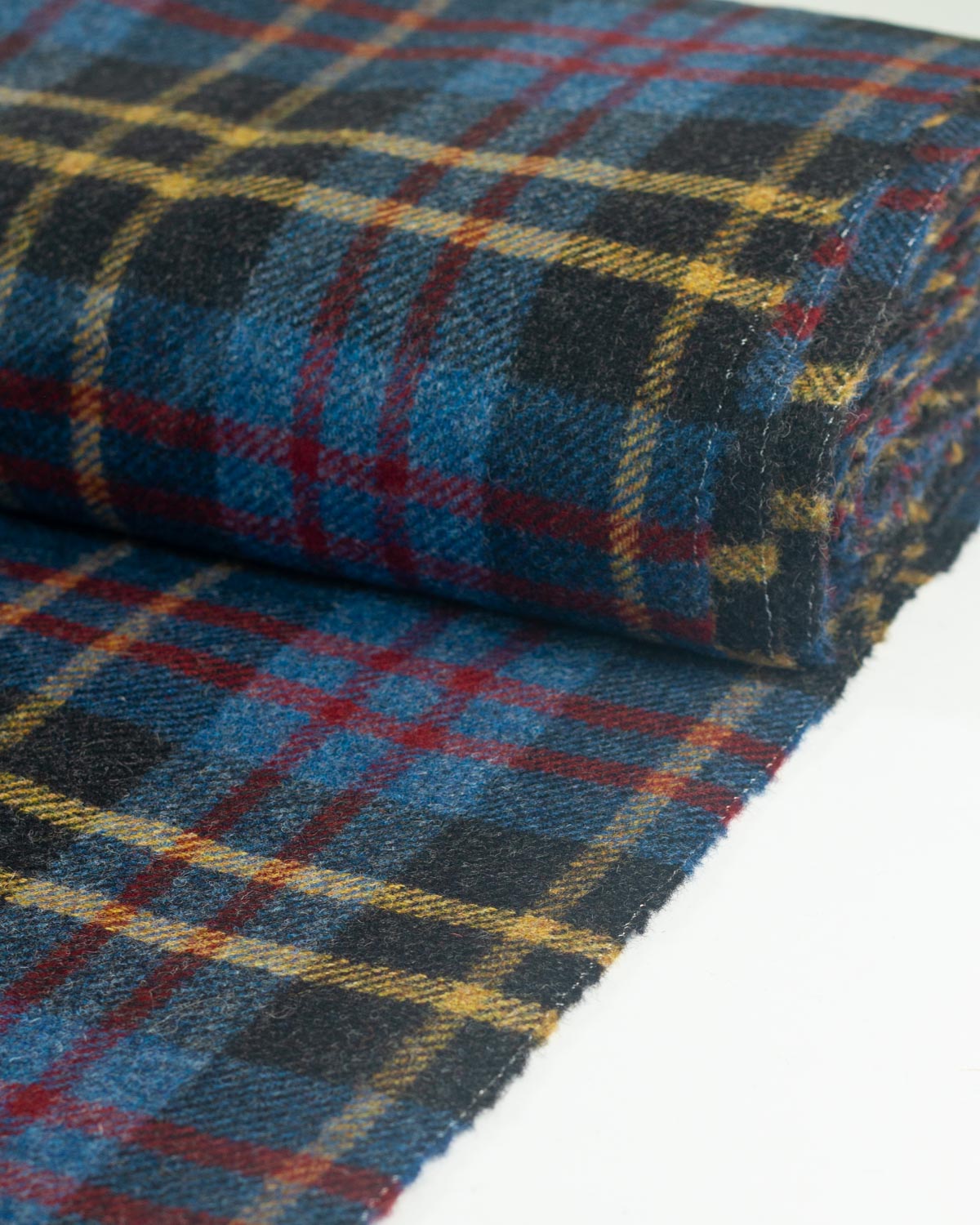Pure Wool Tweed Fabric - Bluestone Check
