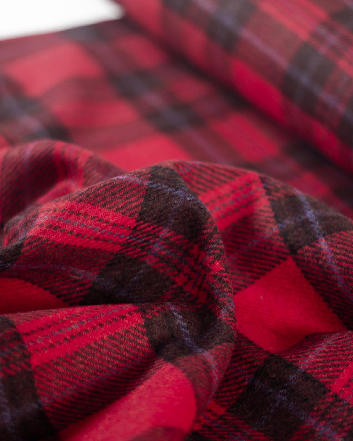Pure Wool Tweed Fabric - Bordeaux Check