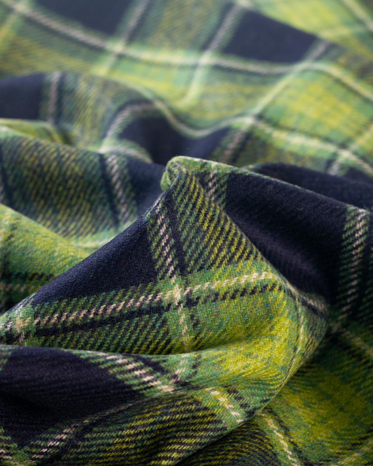 Pure Wool Tweed Fabric - Peridot Plaid