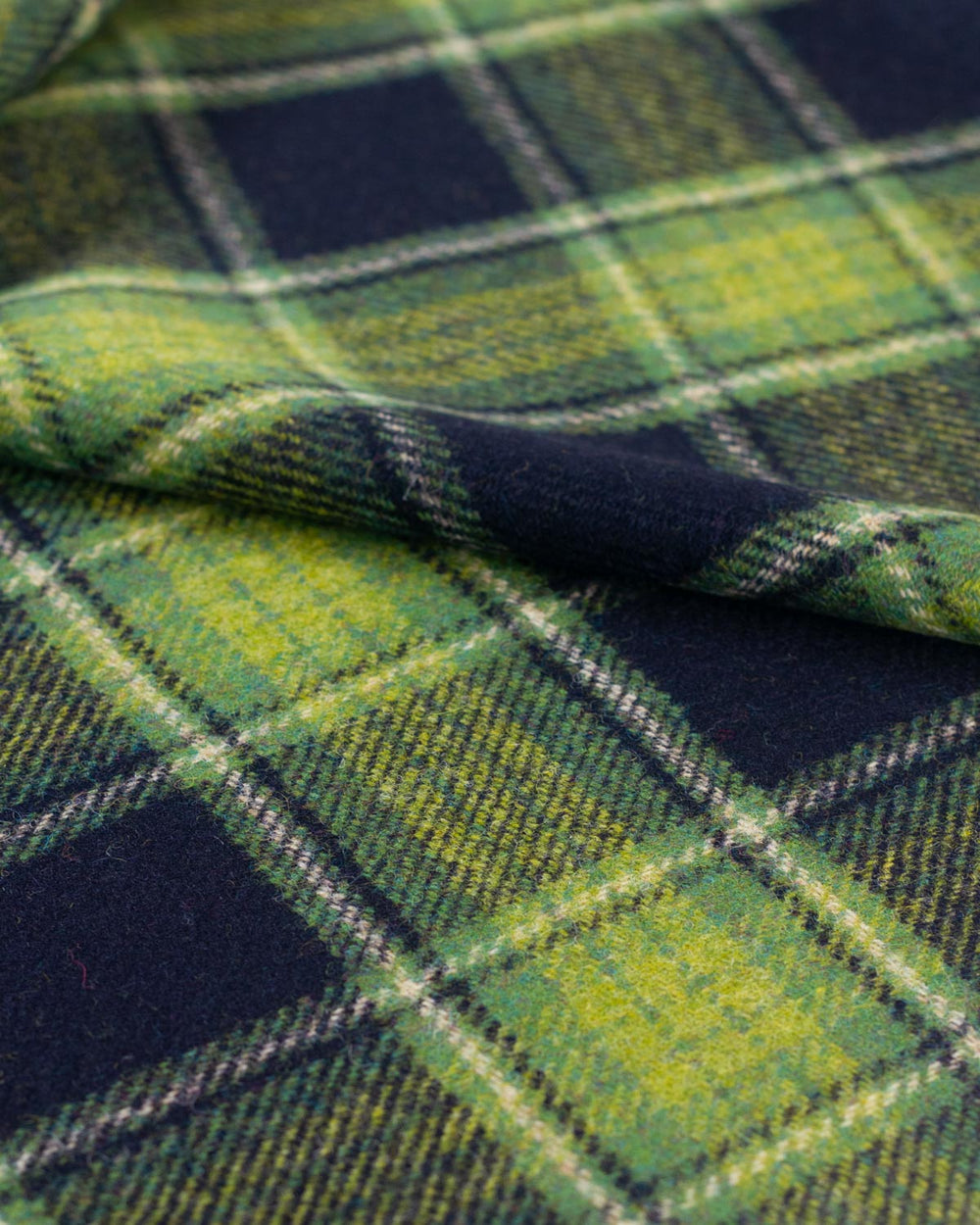 Pure Wool Tweed Fabric - Peridot Plaid