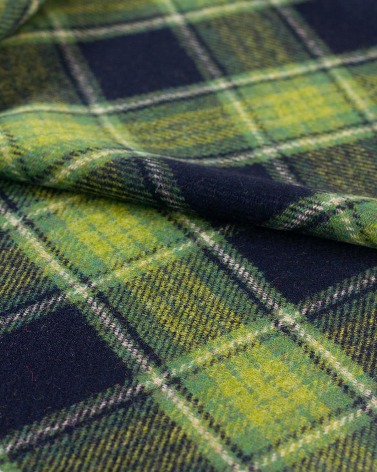Pure Wool Tweed Fabric - Peridot Plaid