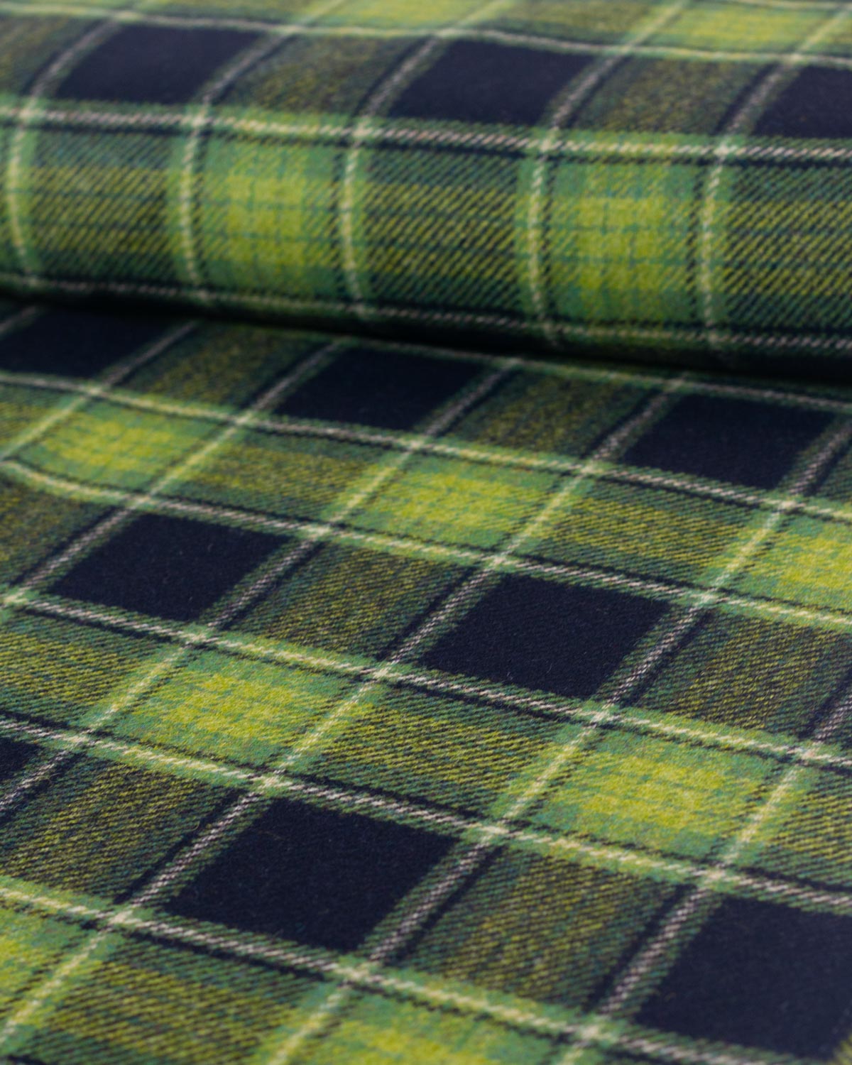Pure Wool Tweed Fabric - Peridot Plaid