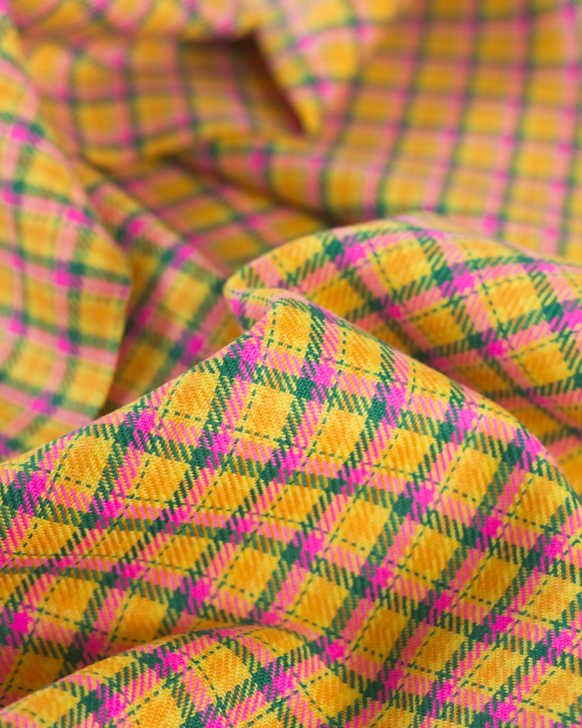 Pure Wool Twill Suiting Fabric - Power Pop Plaid