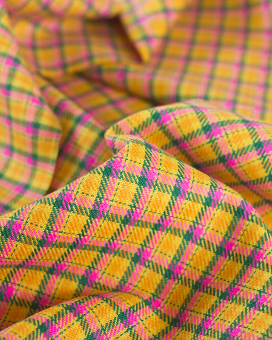 Pure Wool Twill Suiting Fabric - Power Pop Plaid