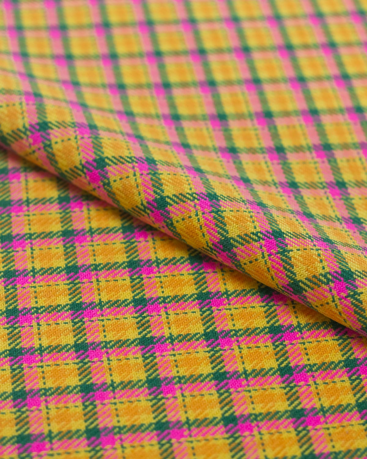 Pure Wool Twill Suiting Fabric - Power Pop Plaid