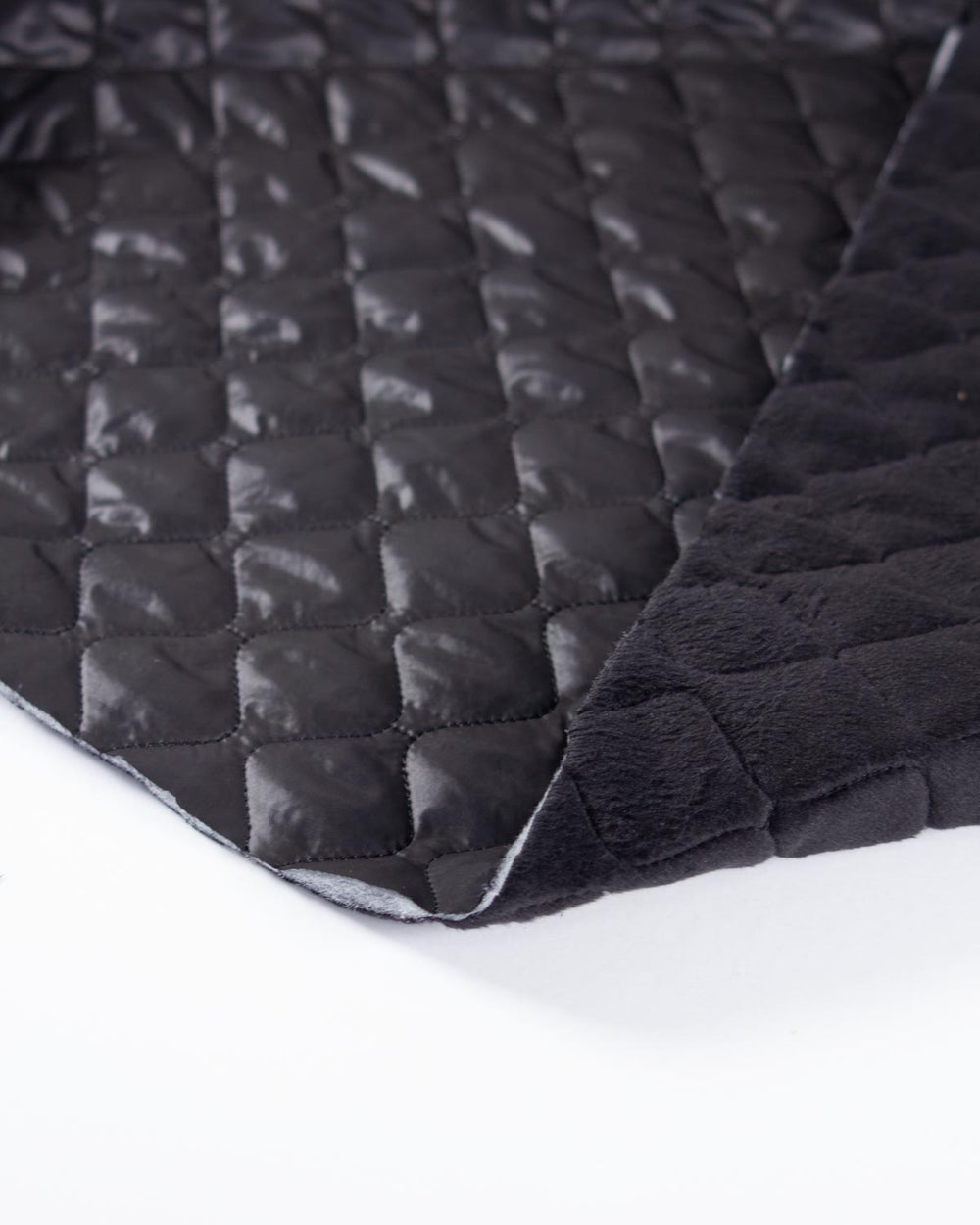 Quilted Fleece Back Fabric - Black