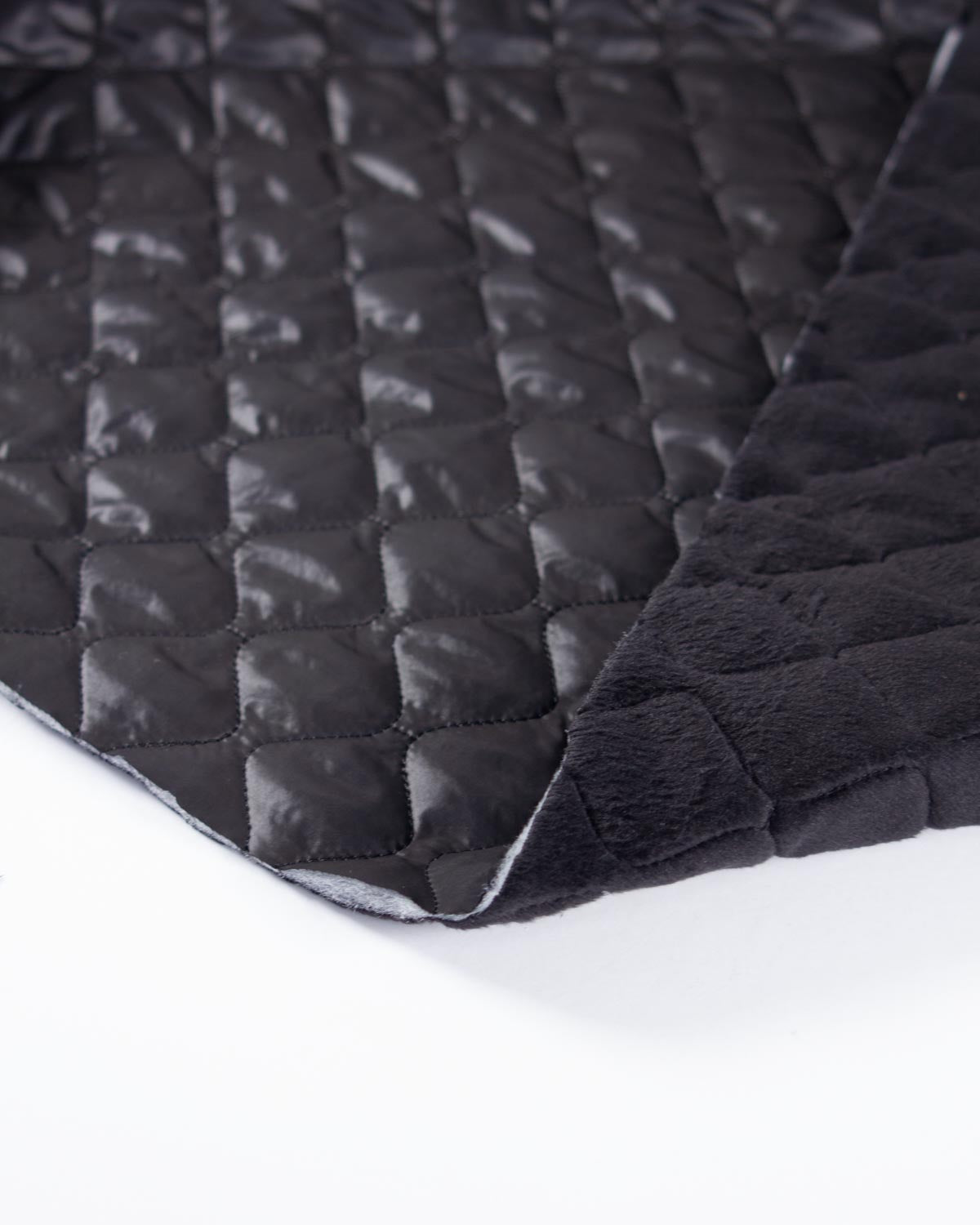 Quilted Fleece Back Fabric - Black