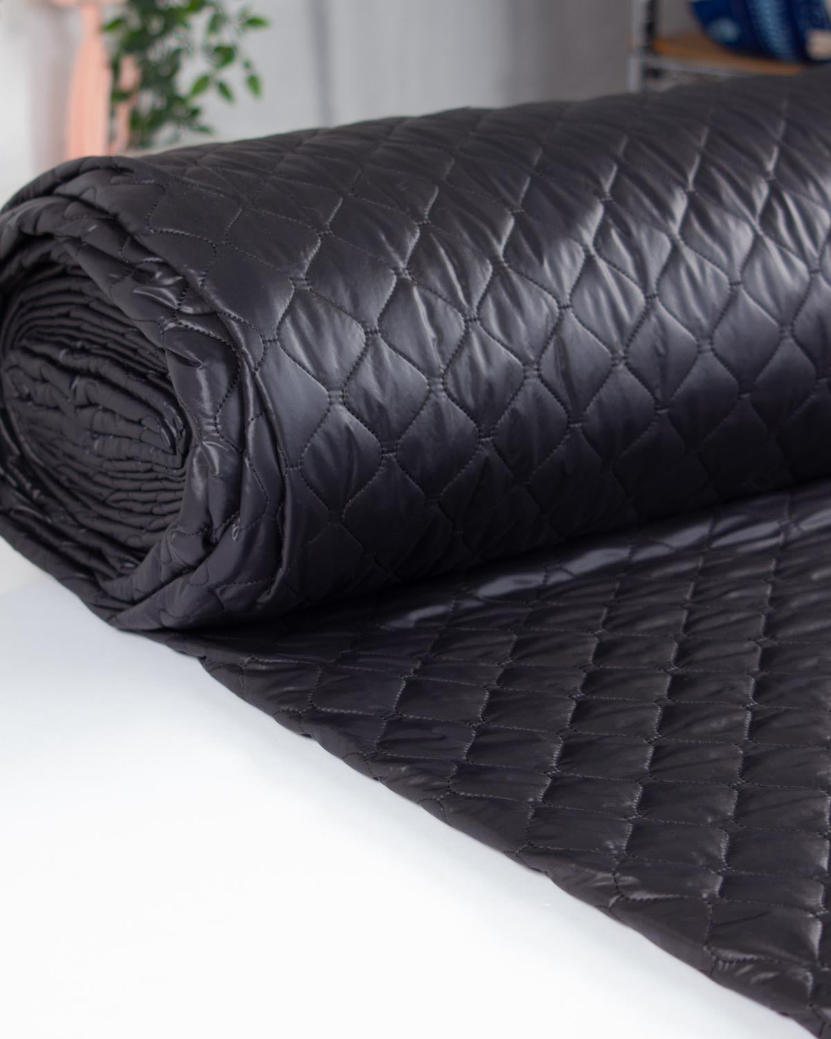 Quilted Fleece Back Fabric - Black