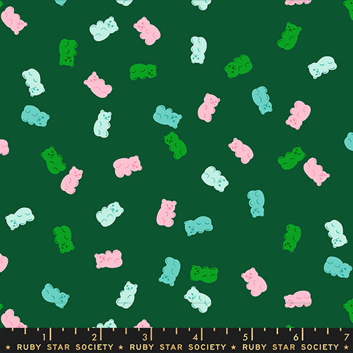 Ruby Star Society Cotton Fabric - Merry Happy - Merry Gummies - Jade Green