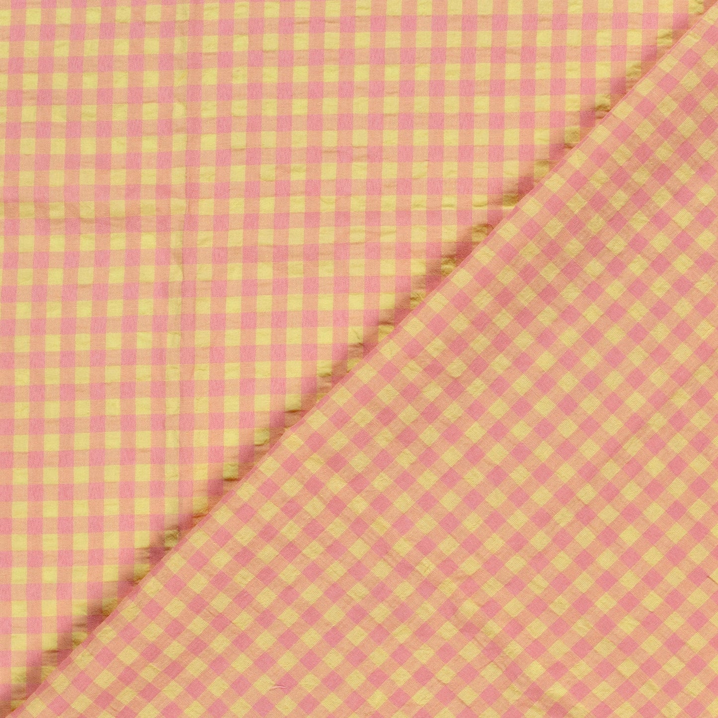 Pink and yellow checkered fabric