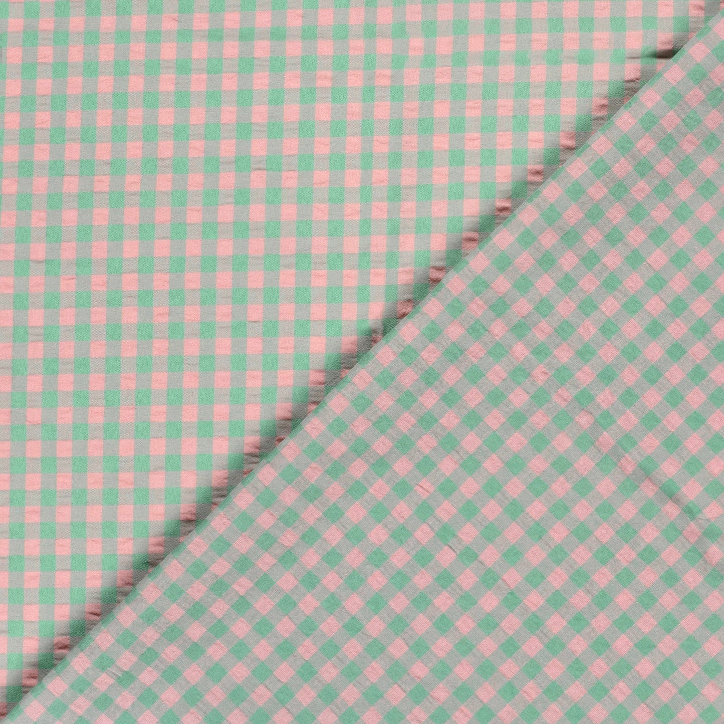 Seersucker Classic Gingham Fabric – Strawberry Matcha