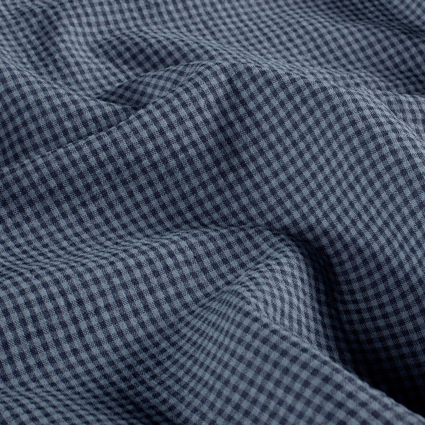 Close-up of blue and navy checkered fabric