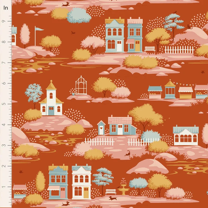 Tilda Patchwork Cotton Fabric - Village Life - Village Rust