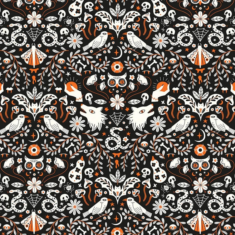 Patchwork Cotton Fabric - Moonlight and Magic - Wolf Dusk