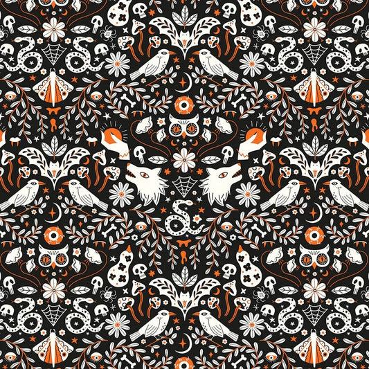 Patchwork Cotton Fabric - Moonlight and Magic - Wolf Dusk