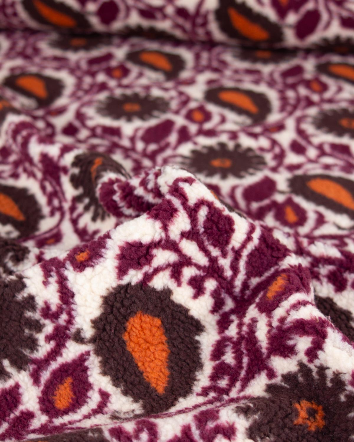 Teddy Sherpa Fleece Fabric - Paisley Sunset
