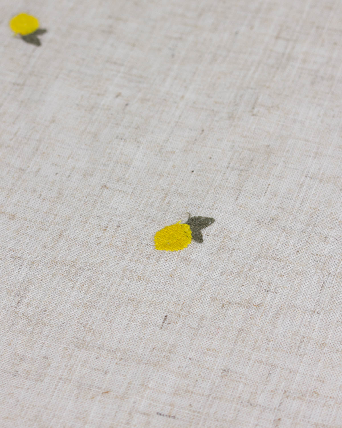 Viscose Linen Embroidered Fabric - Lemon