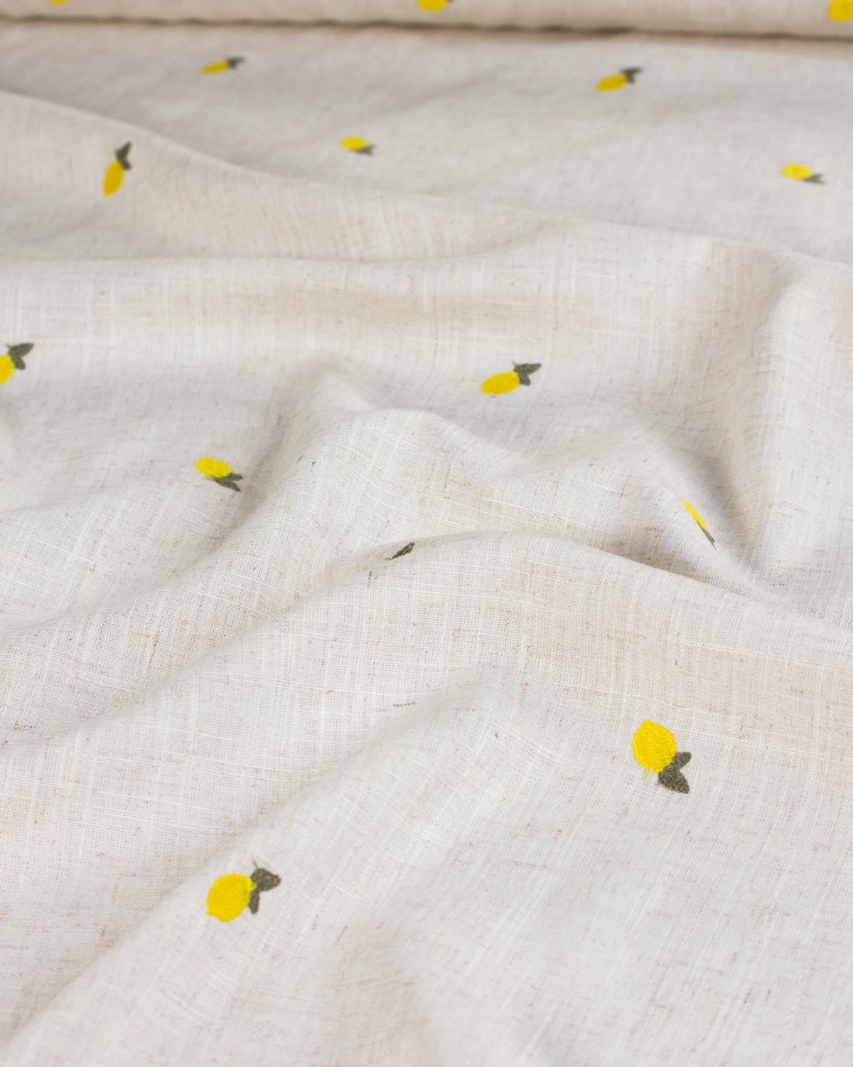 Viscose Linen Embroidered Fabric - Lemon