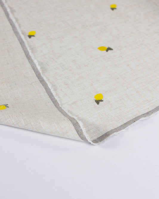Viscose Linen Embroidered Fabric - Lemon