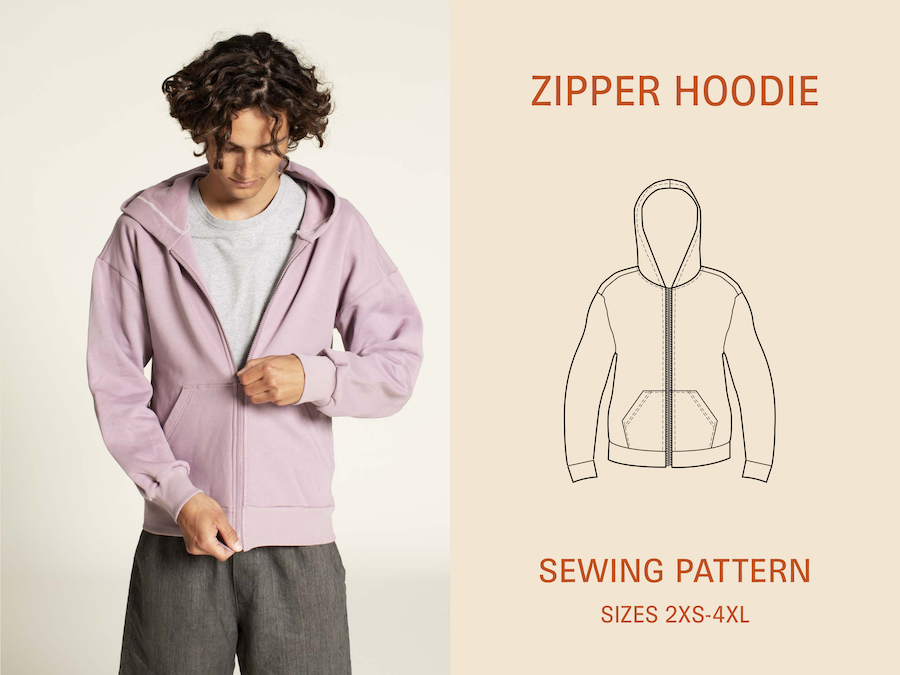 Wardrobe by Me - Paper Sewing Pattern - Unisex Zipper Hoodie