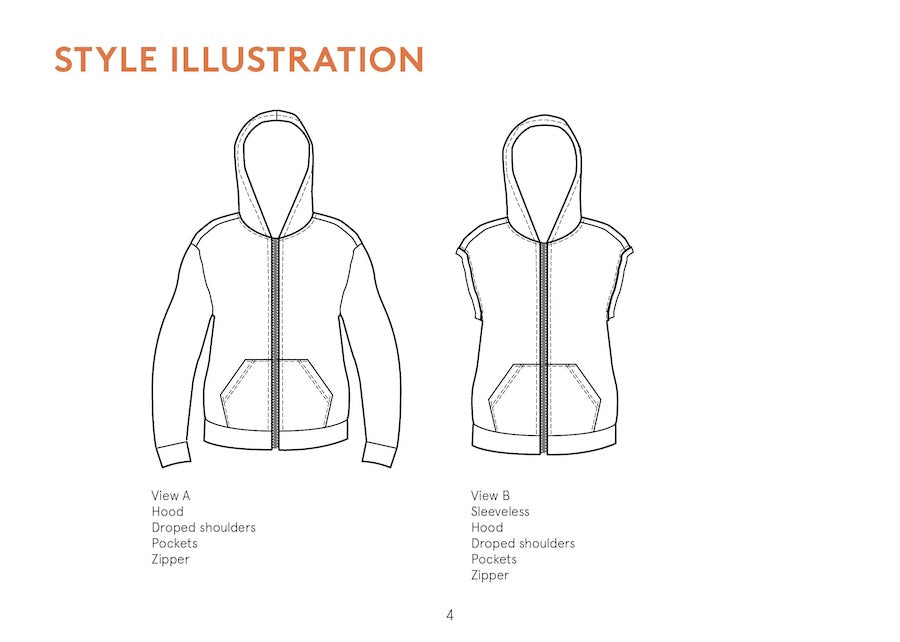 Wardrobe by Me - Paper Sewing Pattern - Unisex Zipper Hoodie