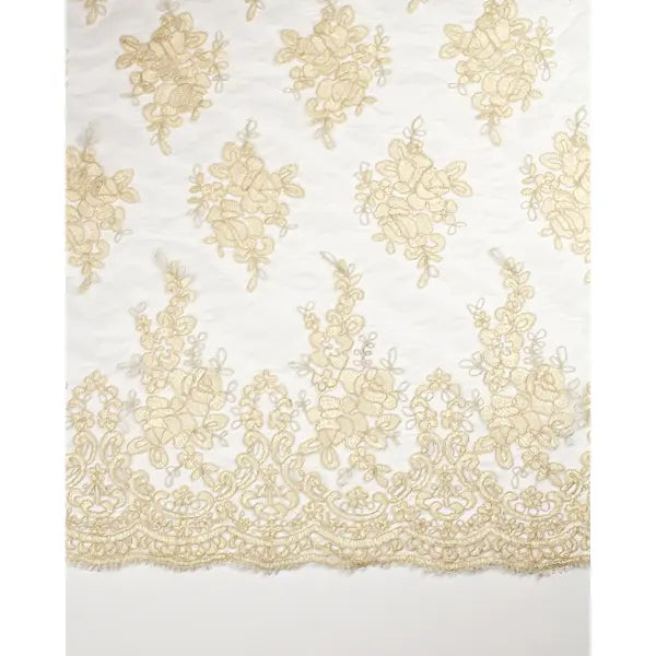 Alençon Lace Fabric - Parchment – view 4 – Truro Fabrics