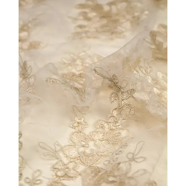 Alençon Lace Fabric - Parchment – view 5 – Truro Fabrics