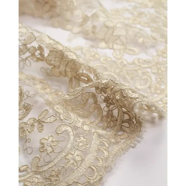 Alençon Lace Fabric - Parchment – Truro Fabrics
