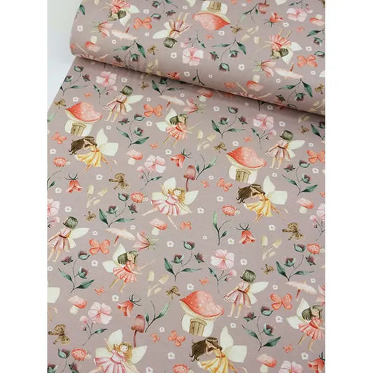 Avalana Cotton Jersey Fabric - Woodland Fairies – view 2 – Truro Fabrics