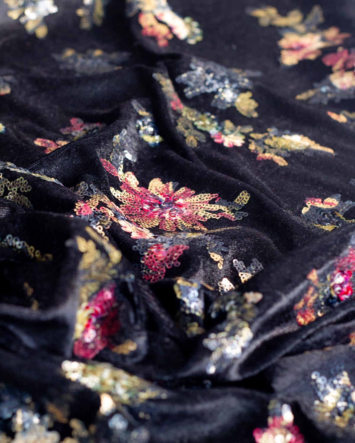 Black Stretch Velour Fabric – Stevie Sequins