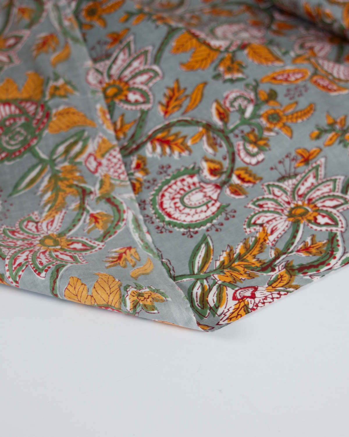 Block Print Cotton Fabric - Agra Brassica