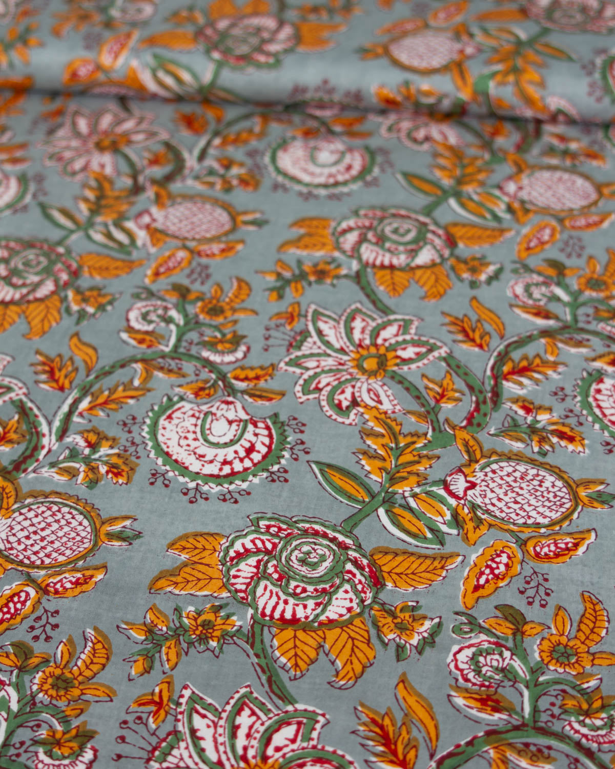 Block Print Cotton Fabric - Agra Brassica