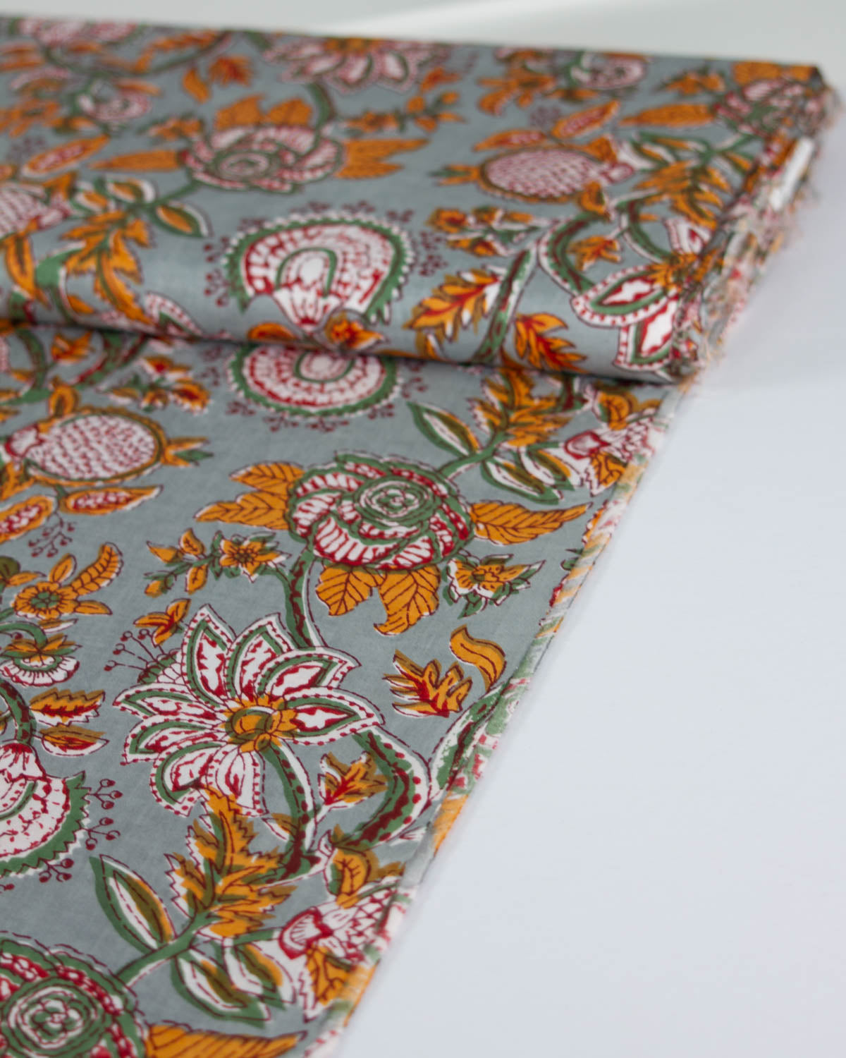 Block Print Cotton Fabric - Agra Brassica