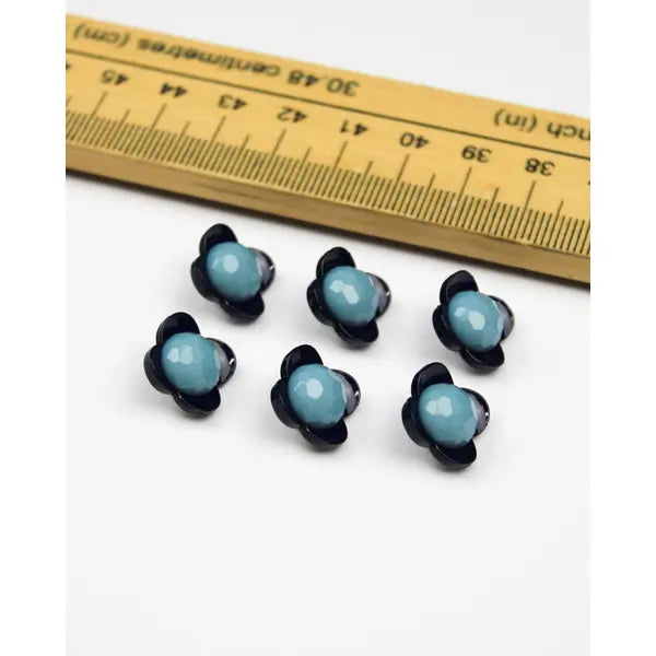 Button - Orla Flower Blue - 12mm – view 2 – Truro Fabrics