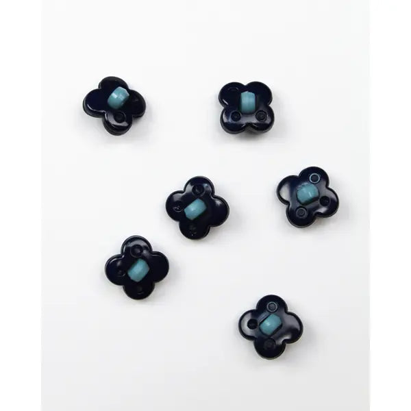 Button - Orla Flower Blue - 12mm – view 3 – Truro Fabrics