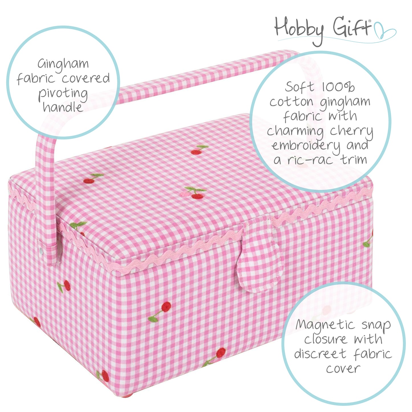 Sewing Box - Embroidered Cherries