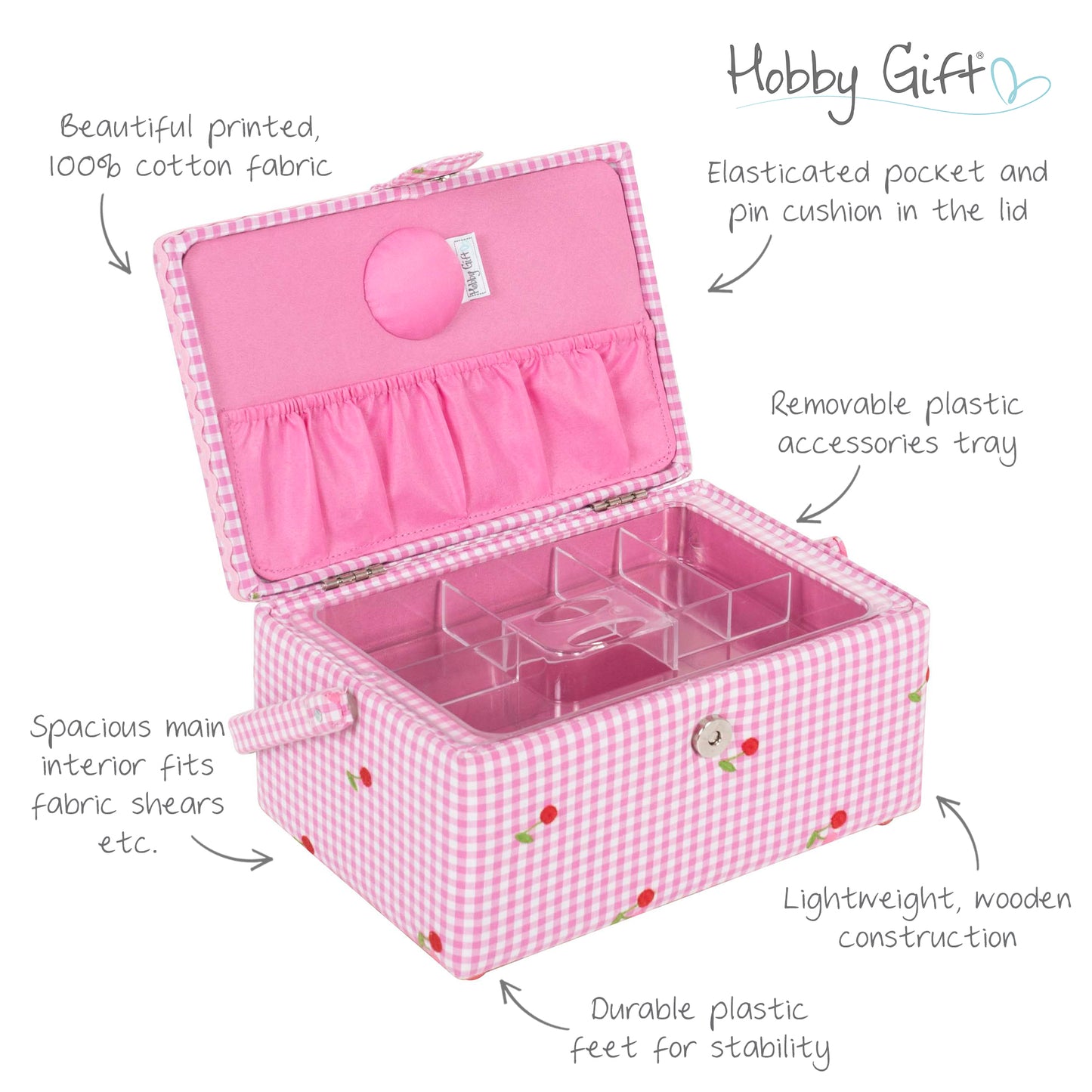 Sewing Box - Embroidered Cherries