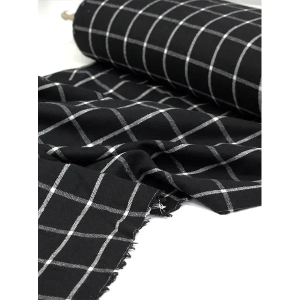 Brushed Cotton Flannel Fabric - Ashwood Windowpane Check – view 2 – Truro Fabrics