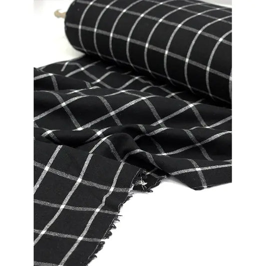 Brushed Cotton Flannel Fabric - Ashwood Windowpane Check – view 2 – Truro Fabrics
